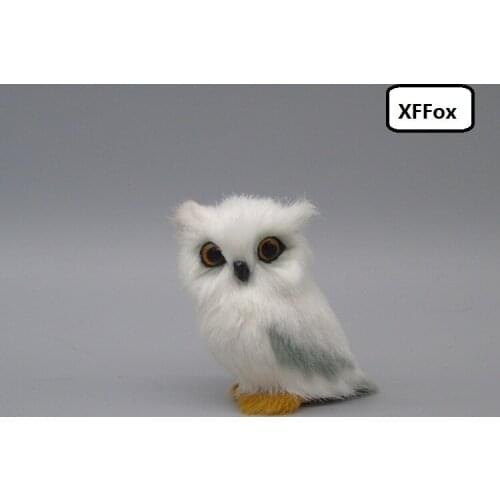 Cute simulation white owl model polyethylene&fur lifelike owl model gift about 8cm xf0504
