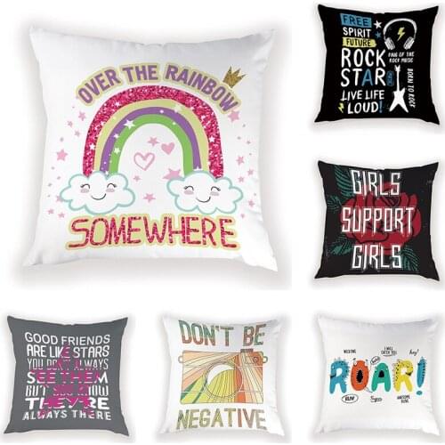 Letter Cushion Cover Cartoon Living Room Pillows Case Print Cushion Covers Farmhouse Home Decoration Pillow Case