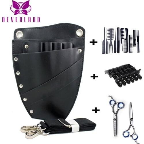 Hair Scissors Bag Multifunction Storage Holder Pouch for Combs Clips Barber Professional PU Leather NEVERLAND Hairdressing Tools