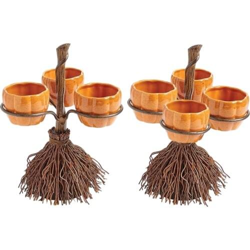 Halloween Pumpkin Snack Bowl Stand Fruit Veggies Basket Salad Bowl Holiday Sweets Party Cheese Sticks Plate Stand Supplies