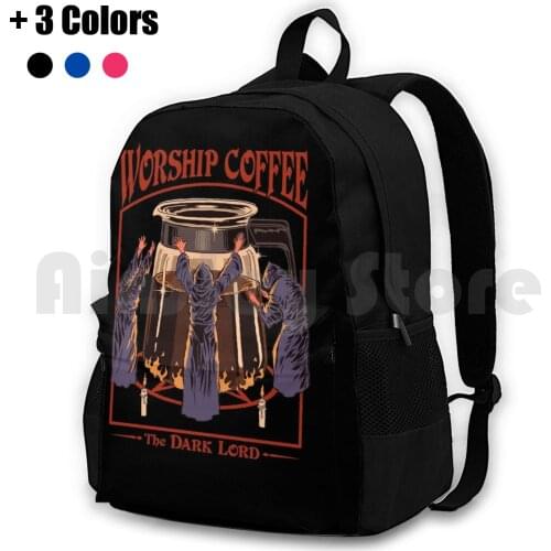 Worship Coffee Outdoor Hiking Backpack Riding Climbing Sports Bag 80S 70S Addict Horror Cult Movie Occult Lovecoffee Vintage