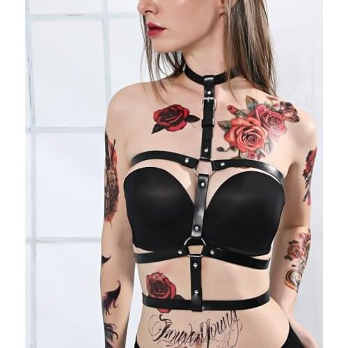 CKMORLS Garter Belt Suspender Harness Leather Punk Bondage Bra Goth Bondage Womans Lingerie Thigh Adjustable Sex Shop Cosplay