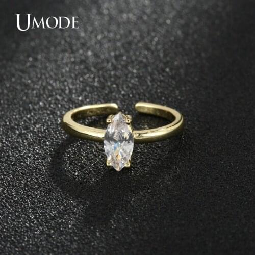 UMODE Luxury Female Crystal Oval Zircon Stone Ring Gold Color Fashion Wedding Jewelry Promise Engagement Rings For Women UR0625