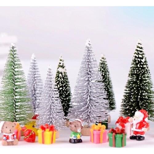 Christmas Tree Mini House Miniatura Fairy Garden Ornament Craft Decor Miniature Dollhouse Home Decoration DIY Accessories