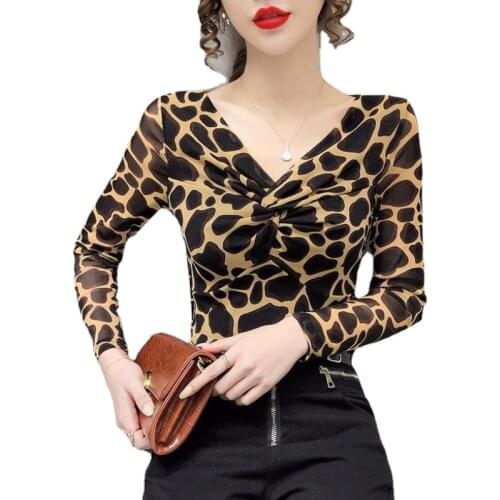 Leopard Print Latin Dance Woman Fashion Top Clothes Ballroom Dancewear Modern Dancing Female Adult Performance Practice Shirt