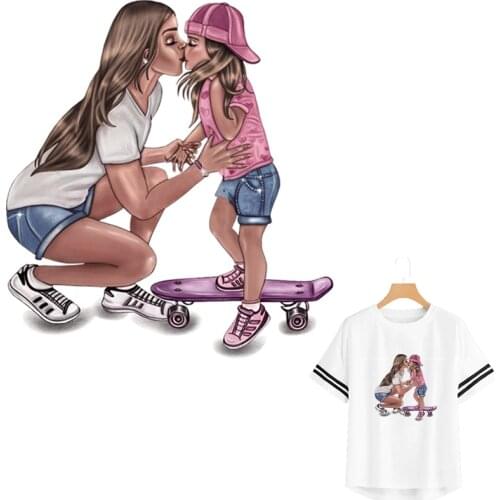 Sport Girls Iron-On Transfers For Clothing Scooter Sports Stripe Eco-Friendly Washable Diy T-Shirt Clothing Stickers Badges