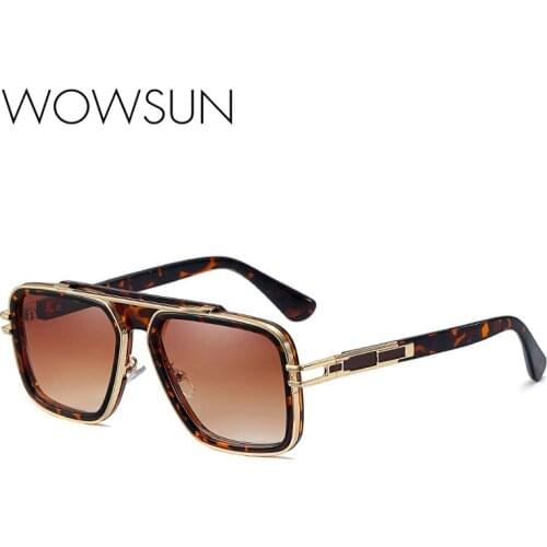 WOWSUN Luxury Big Square Sunglasses Men Women Brand Designer Retro Blue Sun Glasses Female Oversized Black Shades Oculos A142
