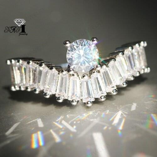 YaYI Jewelry Fashion Princess Cut Prong Setting White Cubic Zirconia Silver Color Engagement Wedding Party Leaves Gift Rings