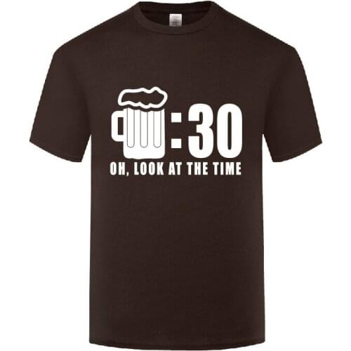 Funny Beer 30 Oh Look The Time Cotton T Shirt Funky Men O-Neck Summer Short Sleeve Tshirts Letter Tees