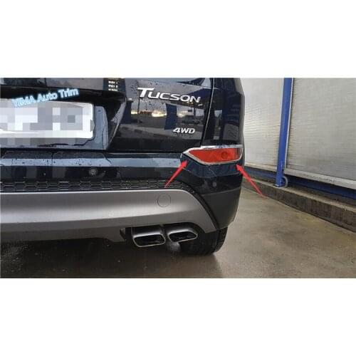 Lapetus Car Styling Rear Tail Fog Lights Lamp Frame Cover Trim 2 Pcs Fit For Hyundai Tucson 2016 2017 2018 Chrome Exterior