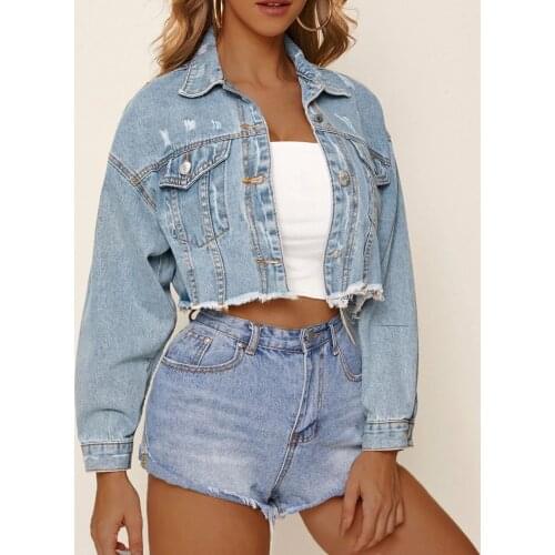 Autumn Women Denim Jacket Single Breasted Casual Jeans Jackets For Women Coat Loose Pocket Long Sleeve Short Denim Female Coats