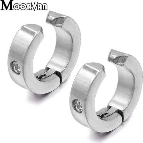 Wedding crystal circle silver color round clip on the ear earrings for women no-piercing fashion jewelry