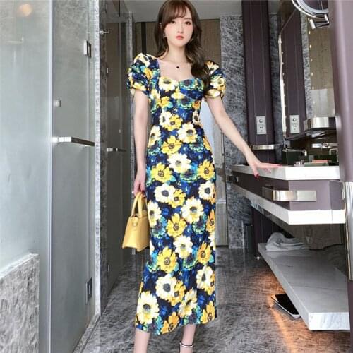 Summer Dress New Fashion 2021 Women Sexy Backless Polyester Short Sleeve Jacquard Floral Print Zip Mid-calf Elegant Dress