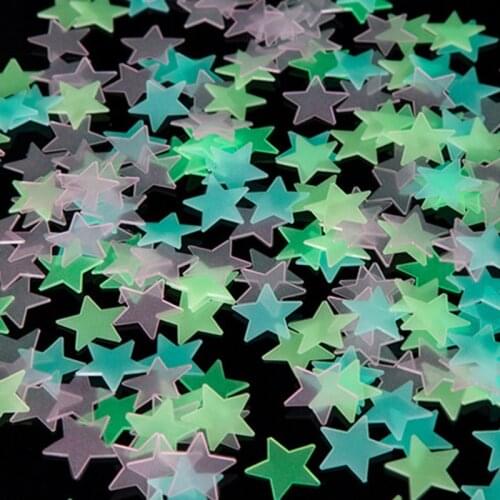 100 pcs / pack Luminous Series Stars 3D Wall Stickers Living Room DIY Wall Stickers Fluorescent Glow Wall Stickers for Kids Room