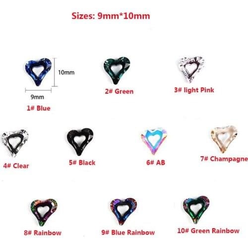 100pcs Colorful Heart Rhinestones Valentine Crystal Nail Art Peach Glitter Stone 3D Design Jewelry Gem Manicure Decoration
