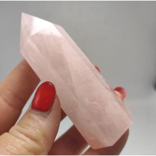 7-8cm Natural crystal quartz pink wand column energy column