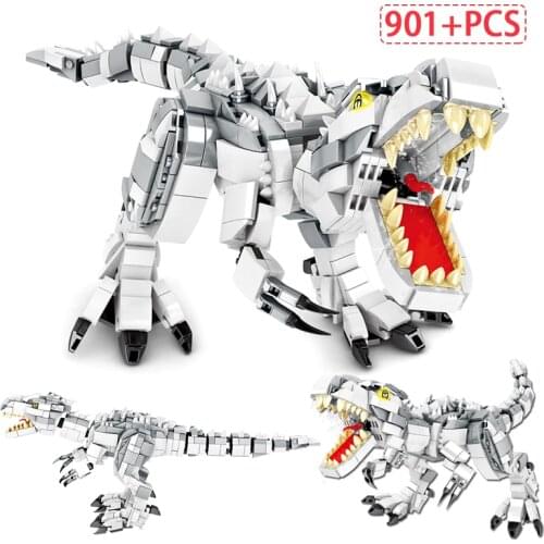 866pcs Jurassic World Park Tyrannosaurus Rex Model Building Blocks MOC Creator Dinosaur Educational Bricks Toys For Boys Gifts