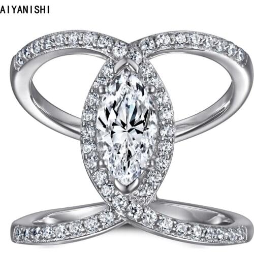 AIYANISHI 925 Sterling Silver Band Ring for Women Exaggerated Band Rings Shiny Office Lady Versatile Finger Band Rings for Women