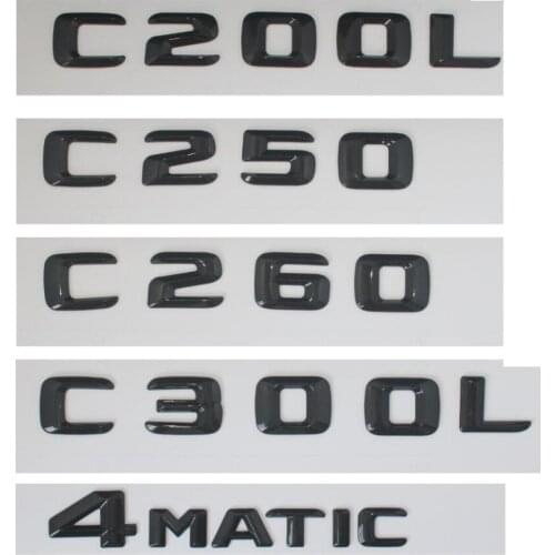 Gloss Black Trunk Letters Badge Emblem for Mercedes Benz C200 C220 C230 C240 C300 C250 C320 C350 C400 C32 C43 C63 AMG 4MATIC