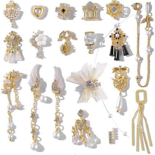 2 Pcs Shiny Zircon Alloy Pendant 3D Nail Art Decorations Luxury Diamond Style Crystal Jewelry Manicure Design Accessories