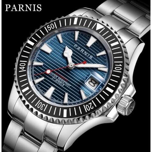 New Fashion Parnis 40mm Automatic Mechanical Watches Men 21 Jewel Miyota 8215 Movement Calendar Mens Waterproof Watch 2020 Gift