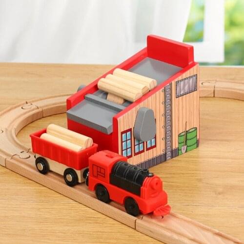 Wooden Train Track Logging Scene Accessories Loading Machine Children Toys Childrens Train Transport Track Educational Toys