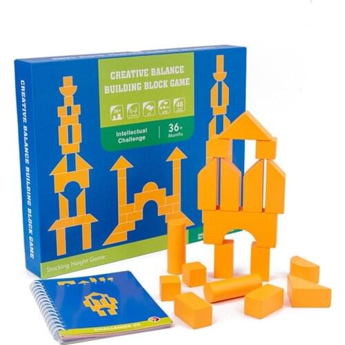 Children Montessori Wooden Blocks geometry Jenga Games Kids Baby Educational Toys Wooden Building Block Balance Wood