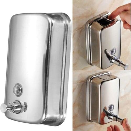 500ml Stainless Steel Liquid Soap Dispenser Shampoo Lotion Pump Wall-Mounted Soap Box For Bath Box(Silver)