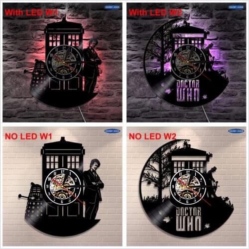 Doctor Who LED Silhouette Backlight Modern Light Vinyl Clock Color Change Decor Art Lamp Remote Control Record Nightlight