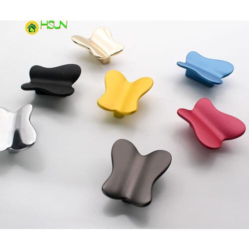 Cabinet Door Pull Handle Furniture Wardrobe Cupboard Drawer Dresser Cute Butterfly Novelty Colorful For Children Home Room Knob