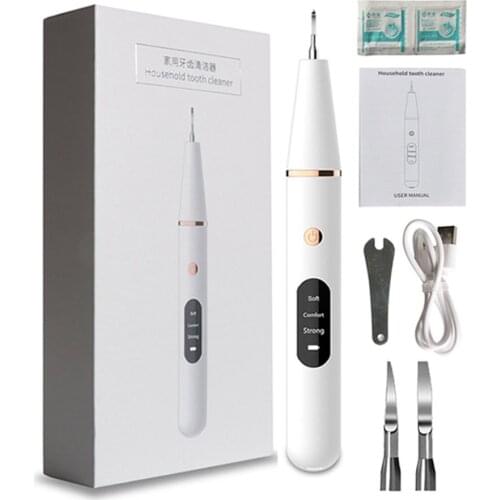 Electric Sonic Tartar Scaler Oral Teeth Tartar Remover Plaque Stains Cleaner Removal Teeth Portable With LED