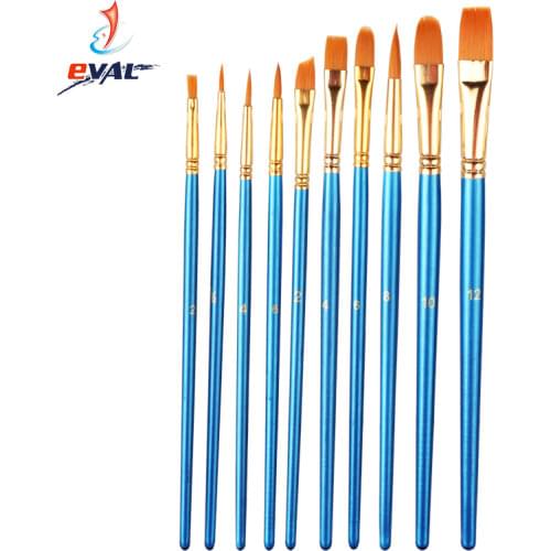 Hot Sell 10 Pcs Nylon Paint Brushes Set For Drawing Painting Acrylic Watercolor Professional Art Supplies