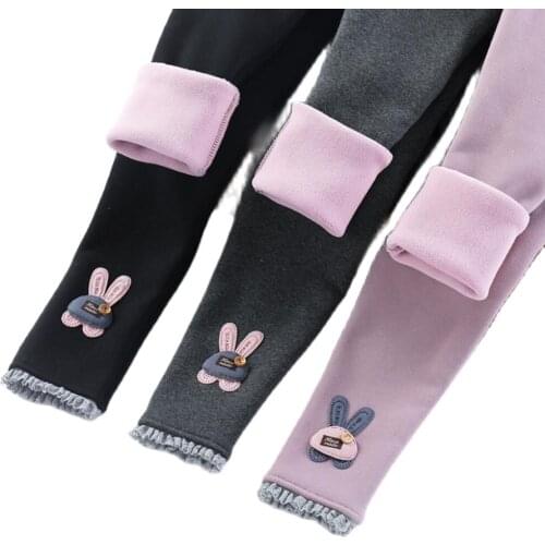 Girls Cotton Warm Leggings Winter Kids Cartoon Thick Velvet Pants for Baby Girls Children Cute Trousers Clothes Outfits Bootcut