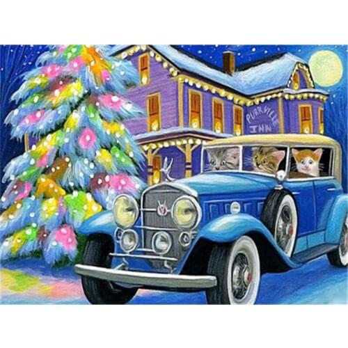 Diamond Embroidery Christmas Tree Winter Cat New Arrival Diamond Painting House Car Mosaic Landscape Home Decoration