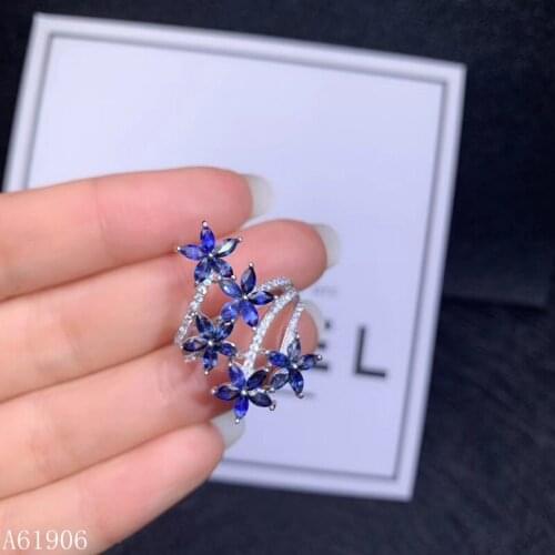 KJJEAXCMY boutique jewelry 925 sterling silver inlaid natural sapphire female ring support detection luxury