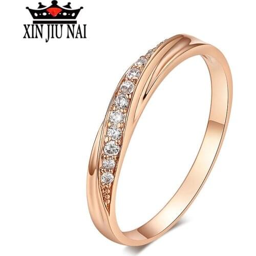 Rose Gold/Silver Lady Ring Simple Design Embedded High Quality Zircon Fashion Jewelry Festival Best Gift for Elegant Ladies