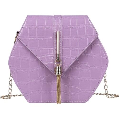 Crocodile Pattern Crossbody Bags For Women 2020 Small Chain Handbag Retro Hexagon Ladies Hand Bag Designer Evening Bags Sac