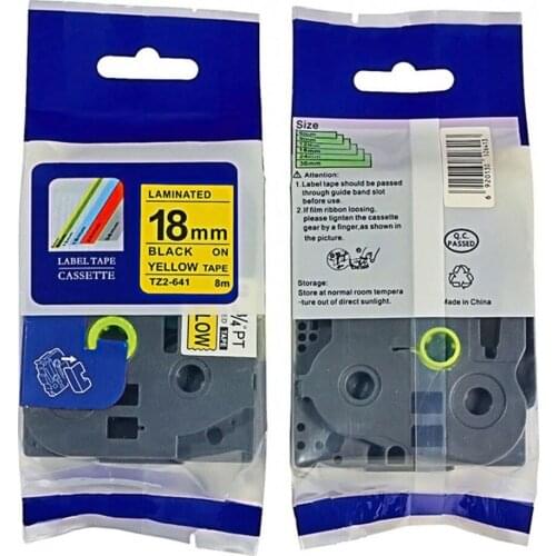 10 pcs/lot Brother P-touch printer label TZ tape laminated tape black on yellow TZ-641 tze641 tz2-641