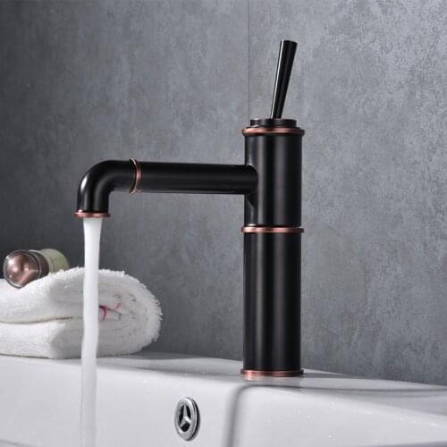 Oil black brass basin faucet hot and cold bathroom mixer single handle oil bronze black tap black basin crane mixer
