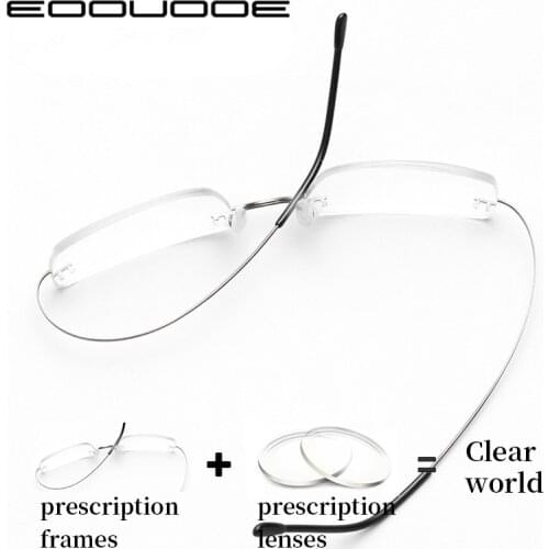 Titanium Prescription Glasses Rimless Glasses Men Fashion Business Titanium Eyeglasses Women Prescription Glasses