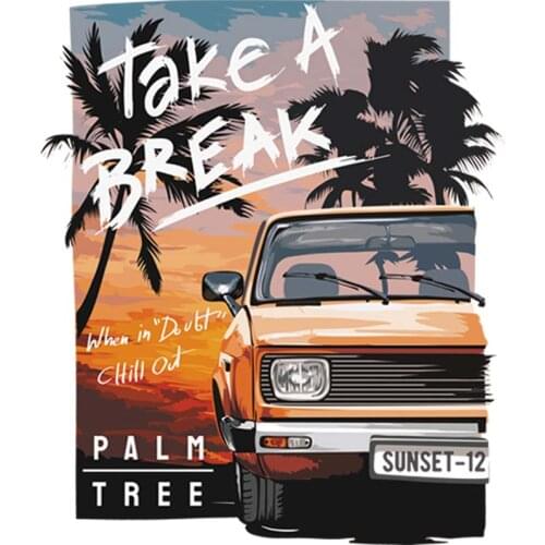 Palm Tree Iron-On Transfers West Patch Washable Clothing Stickers Diy T-Shirt Stripe Patch For Clothes Heat-Senstive