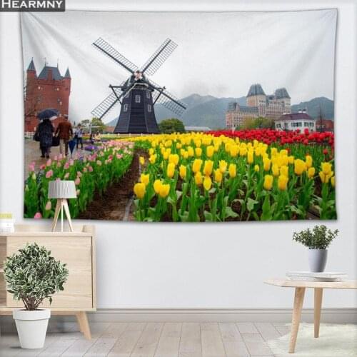 HOT SALE Windmill Tapestry Wall Hanging Decor Christmas Wall Tapestry Show For Home Decoration Camping Tent Travel Sleeping Pad