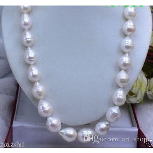 Genuine Cultured Freshwater White BAROQUE Pearl Necklace 11-13mm