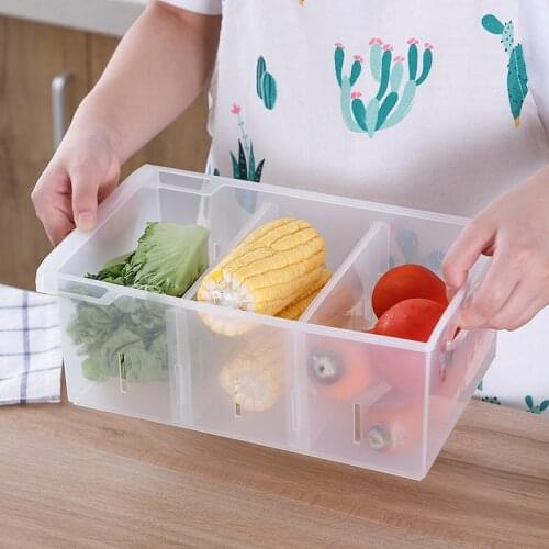 Movable Lattice Refrigerator Drawer Storage Box Plastic Storage Box Household Compartment Food Kitchen Storage Organizer Box