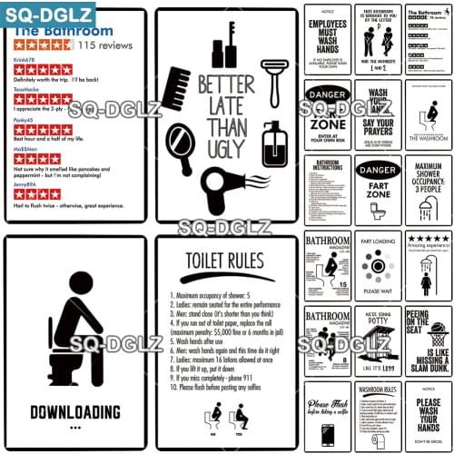 TOILET RULES Vintage Metal Sign Funny Tin Sign Vintage Decoration Plaque Home Wall Decor Bar Sign Home Decor Funny Poster