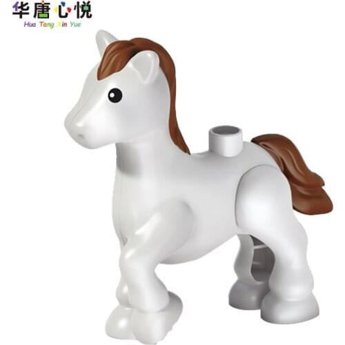 Big Size Series Animals White Horse Model Educational Toy Suitable For Children Gift Compatible Building Blocks Birthday Present
