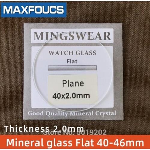 Watch glass round mineral glass Flat thickness 2.0 mm diameter 40 40.5 41 41.5 42 42.5 43 43.5 44 44.5 45 45.5 46mm, 1 pieces