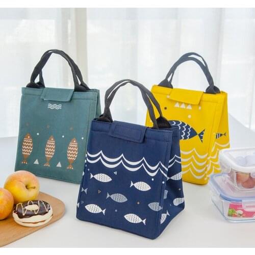 Cute fish pattern handbag lunch bag outdoor insulation fresh lunch bag picnic bag
