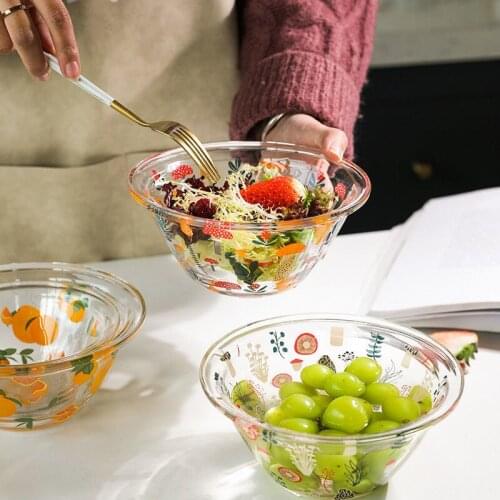 Heat-resistant Transparent Glass Bowl Cute Home Baked Salad Dessert Instant Noodle Bowls Microwave Oven Dedicated Tableware