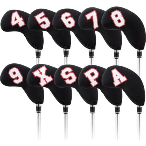 Waterproof Black Neoprene Golf Club Iron Cover Golf Iron Head Covers Golf Club Iron Headovers Wedges Covers 10pcs/set